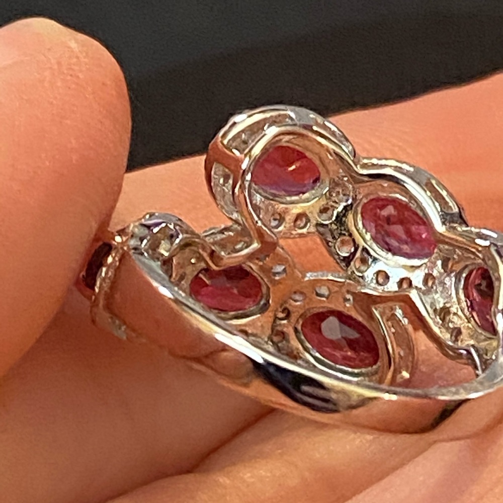 NWOT RASPBERRY RHODOLITE W ZIRCON STERLING RING - Picture 3 of 12